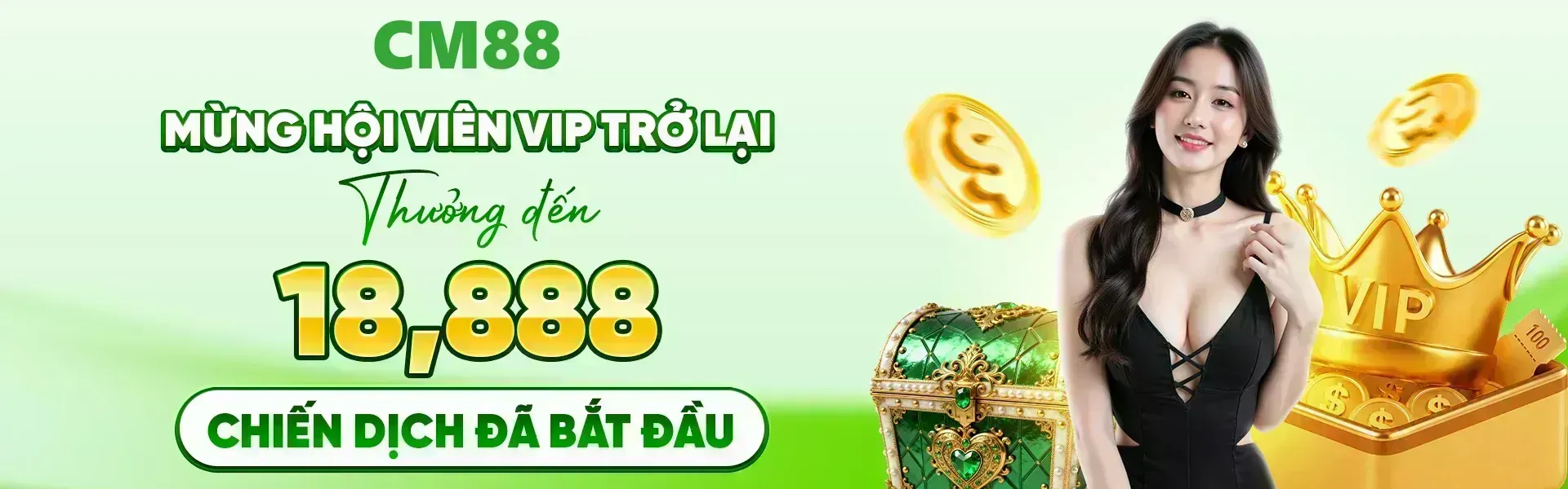Phiên bản 26: Hội viên VIP quay lại CM88 trong thời gian diễn ra chương trình sẽ có cơ hội nhận ưu đãi thưởng lên đến 18,888 điểm khi đáp ứng các điều kiện theo quy định.